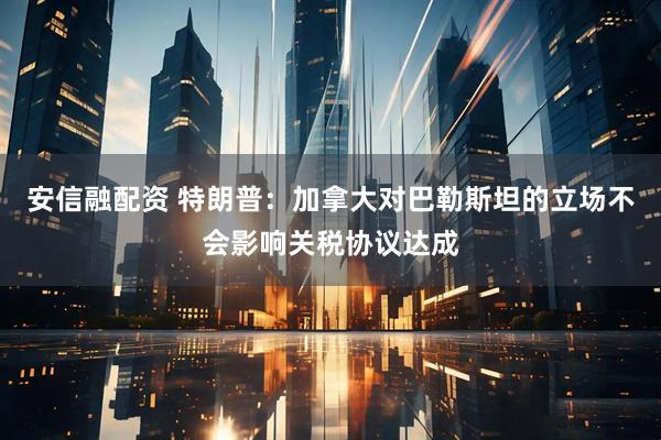 安信融配资 特朗普：加拿大对巴勒斯坦的立场不会影响关税协议达成