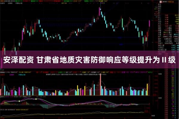 安泽配资 甘肃省地质灾害防御响应等级提升为Ⅱ级